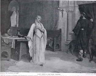 Lady Godiva und Earl Leofric, Illustration aus „Hutchinson