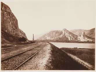 Annäherung an den Gebirgspass bei Donzère, aus dem Album "Die Nordbahn von Paris nach Lyon und das Mittelmeer", ca. 1861