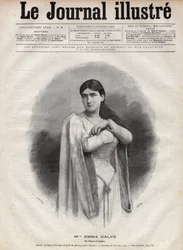Porträt von Emma Calve (Rosa Noemie Emma Calvet de Roquet, genannt) (1858-1942), französische Sopranistin - Gravur von Navellier in „The Illustrous Journal“ von 1892