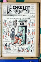 Titelblatt von „Le Grelot“, Nummer 1025, Satirisch in Farben