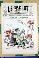 Titelblatt von „Le Grelot“, Nummer 908, Satirisch in Farben