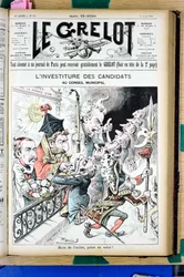 Titelblatt von „Le Grelot“, Nummer 992, Satirisch in Schwarz-Weiß