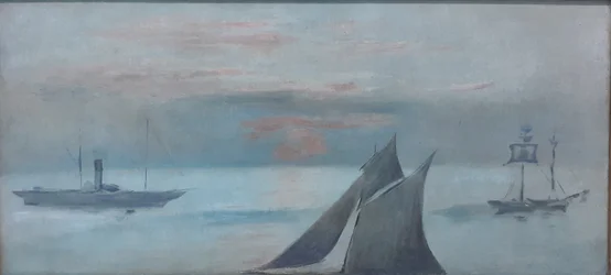Boote auf dem Meer, Sonnenuntergang