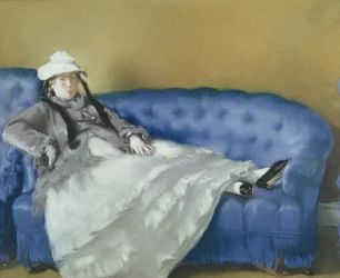 Madame Manet auf einem blauen Sofa, 1874