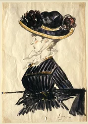 Frau mit großem Hut