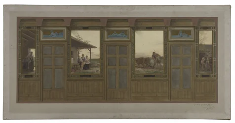 Skizze für das Rathaus des 20. Arrondissements: Die häusliche Pflege, die Bildung, die Arbeit, die Erziehung, 1884
