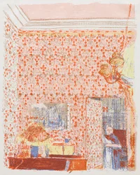 Innenraum mit rosa Tapete I