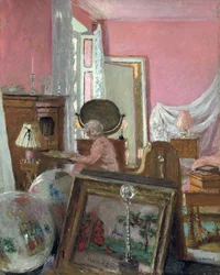 Madame Hessel in ihrem Zimmer im Schloss des Clayes