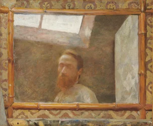 Selbstporträt mit einem Bambusspiegel, ca. 1890
