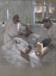 Der Kardiologe Henri Vaquez (1860-1936) und sein Assistent, Doktor Parvu, in La Pitie, ca. 1918-21