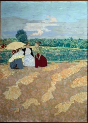 Die öffentlichen Gärten: Das Gespräch (in der Mitte) (Detail des Triptychons)