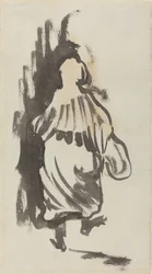 Gehende Figur von hinten gesehen