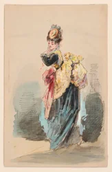 Eine Dame beim Spaziergang