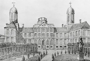 Krankenhaus in Philadelphia, USA, Lithographie von Edouard de Montulé (1792-1828) aus 