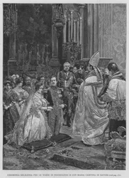 Religiöse Zeremonie zur Hochzeit von Ferdinand II. mit Maria Cristina von Savoyen