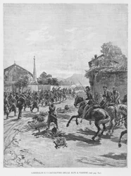 Garibaldi und die Alpenjäger in Varese (Gravur)