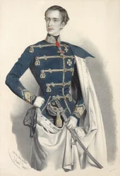 Porträt von Kaiser Franz Joseph I. von Österreich, in ungarischer Uniform, ca. 1850