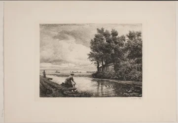 Holländische Landschaft mit Wasserlauf