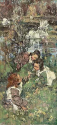 Mädchen und Schwäne