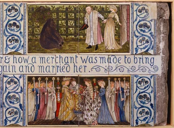 Schönheit und das Biest Fliesenpaneel, Morris, Marshall, Faulkner & Co., ca. 1867