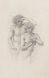 Studie zweier männlicher Akte für „Artus in Avalon“, ca. 1885
