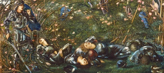 Der Prinz betritt den Dornröschengarten, Illustration aus 