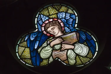 Wilden, Allerheiligen, Morris & Co., Edward Burne-Jones, John Henry Dearle (1859-1932), Engel mit Dulcimer, Engelmusiker