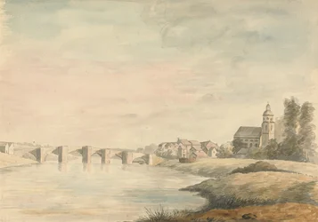 Flusslandschaft mit Brücke