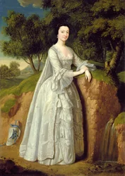 Elizabeth Montague in einer bewaldeten Landschaft, ca. 1750
