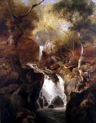 Wasserfall durch einen Wald