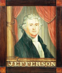 Ein wichtiges Wirtshausschild, das Thomas Jefferson und James Madison darstellt