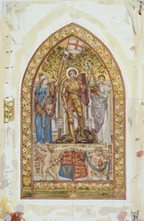 Entwurf für das St. Georgs-Mosaik mit Randstudien