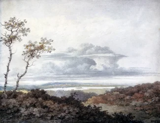Ländliche Landschaft mit späteren Wolkenstudien von Luke Howard (1772-1864), ca. 1808-11