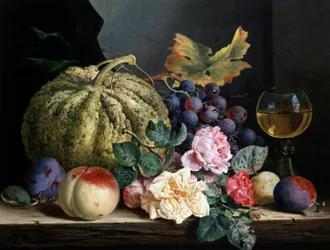 Stillleben mit Blumen und Früchten