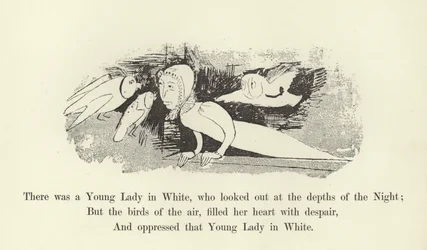 Es war eine junge Dame in Weiß, die in die Tiefen der Nacht schaute