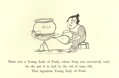 Es war eine junge Dame aus Poole, deren Suppe war äußerst kühl