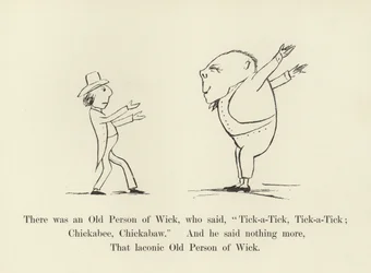 Es war eine alte Person aus Wick, die sagte, Tick-a-Tick, Tick-a-Tick; Chickabee, Chickabaw