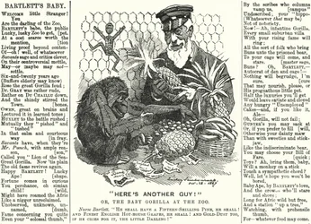 Abraham Dee Bartlett, Leiter des Londoner Zoos, und ein Baby-Gorilla (Stich)