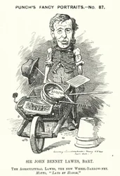 Punch-Karikatur: John Bennet Lawes, englischer Unternehmer und Agrarwissenschaftler (Gravur)