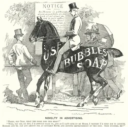 Karikatur von Punch: Neuheit in der Werbung (Stich)