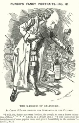 Karikatur: Robert Gascoyne-Cecil, 3. Marquess of Salisbury, englischer konservativer Politiker (Gravur)