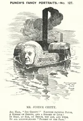 Punch-Karikatur: Sir Joseph William Chitty, englischer Richter, liberaler Politiker und Sportler (Stich)
