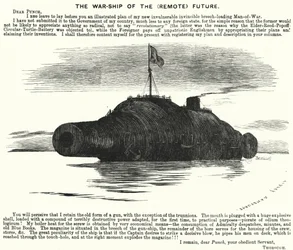 Punch-Karikatur: Das Kriegsschiff der (fernen) Zukunft