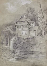 Landschaft mit Wassermühle