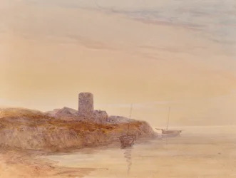 Meereslandschaft mit Turm