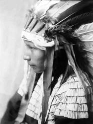 Cheyenne-Mädchen, die Tochter von Bad Horse (Profil), ca. 1905, Foto von Edward S. Curtis