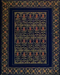 Buchbindung in blauem Marokko mit Einlage und Goldprägung
