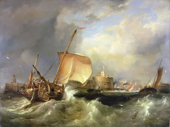 Französisches Heringsboot läuft in den Hafen von Havre de Grace ein