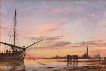 Blick über die Lagune, Venedig, Sonnenuntergang, 1850