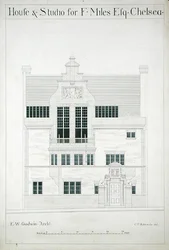 Haus und Studio für F. Miles Esq, Chelsea, graviert von C.P. Edwards